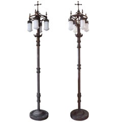 Pair of Wrought Iron Torchieres