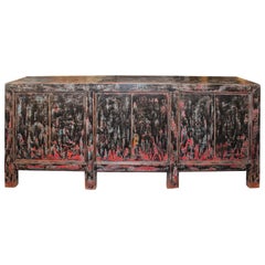 Antique Server in Variegated Tones of Red and Black