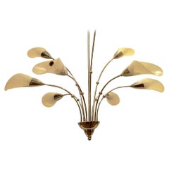 Large Moderne Nickel-Plated 'Calla Lily' Chandelier