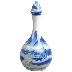 19th Century Blue and White Porcelain Vase with Stopper