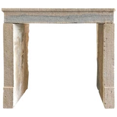 Petite Rustic Hammered Limestone Mantel, circa 1800