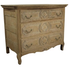 Fancifully Carved French Antique Bleached Oak Commode Fancifully Carved French Antique Bleached Oak Commode