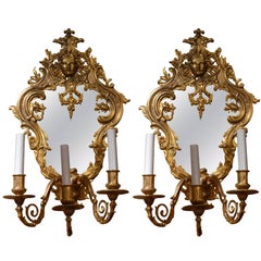 antique french wall sconces Pair of Antique French Bronze Doré Louis XIV Wall Sconces