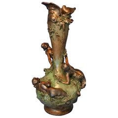Art Nouveau Bronze Vase Signed "Mansch Paris"