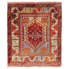 Colorful Early 20th Century Vintage Turkish Oushak Rug with Medallion in Purple