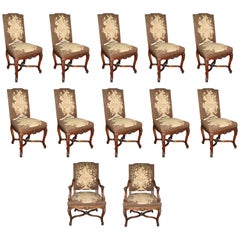 Set of 12 Louis XV Style Dining Chairs with Tapestry Upholstery, 19th Century 1