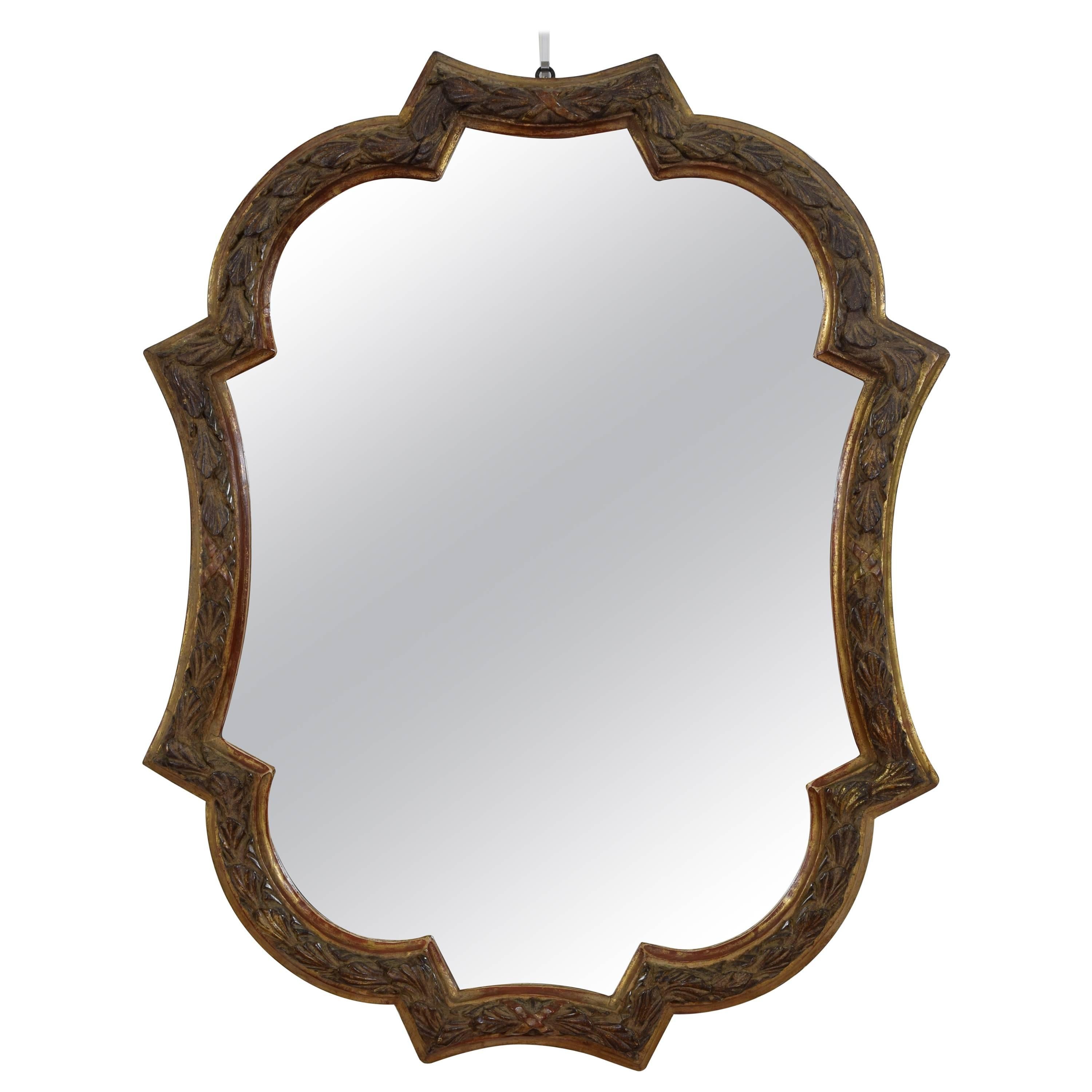 Italian Carved Giltwood Rococo Style Wall Mirror, 19th Century