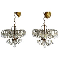 Crystal Beaded Waterfall Chandeliers, Pair 9