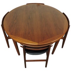 Danish Modern Teak Extendable Dining Table by Vejle Stole with Two Leaves