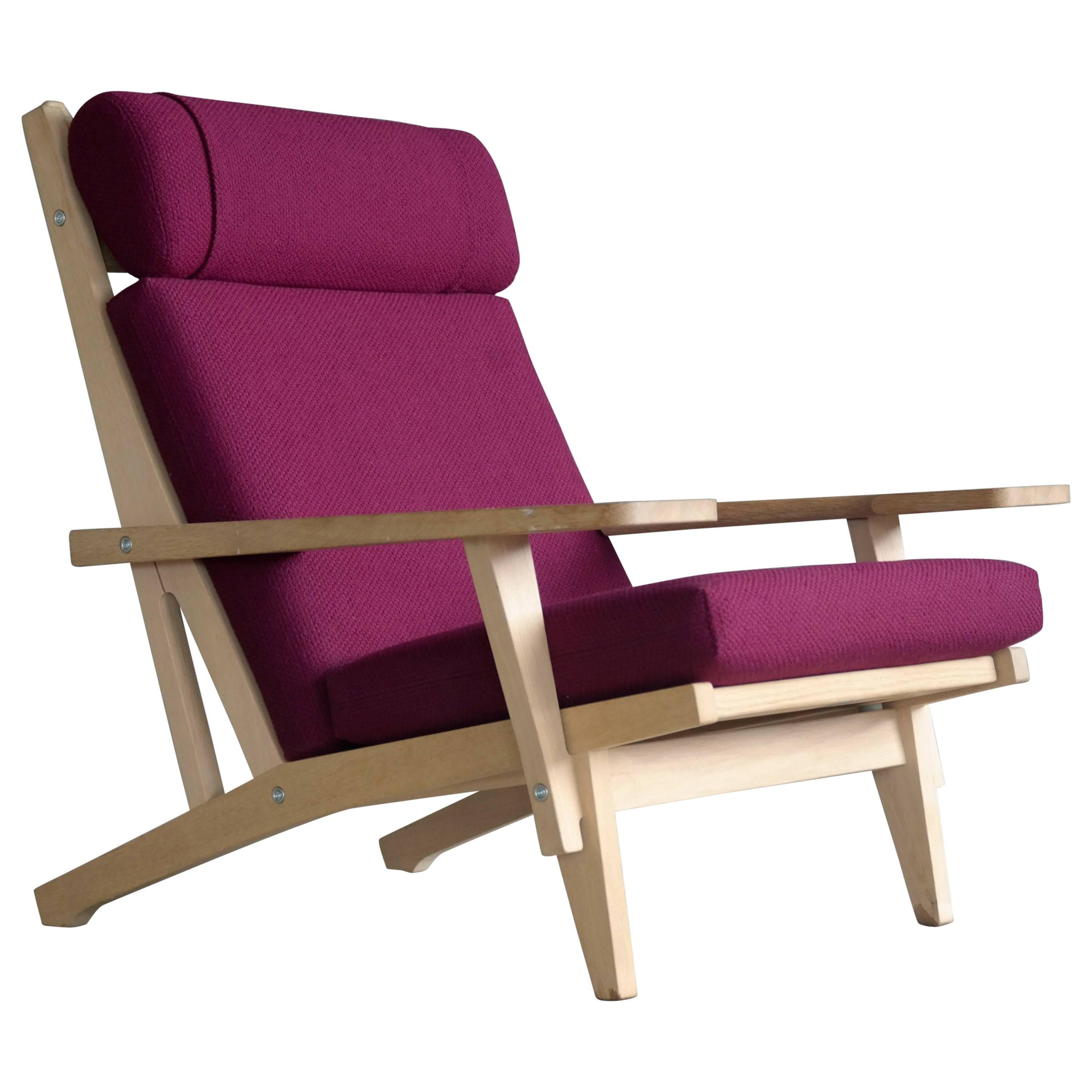 Hans Wegner High Back Easy Chair in Oak Model GE375 for GETAMA