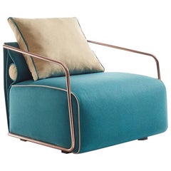 Quickship - Adex Armchair, Contemporary Armchair with Copper Frame Finish