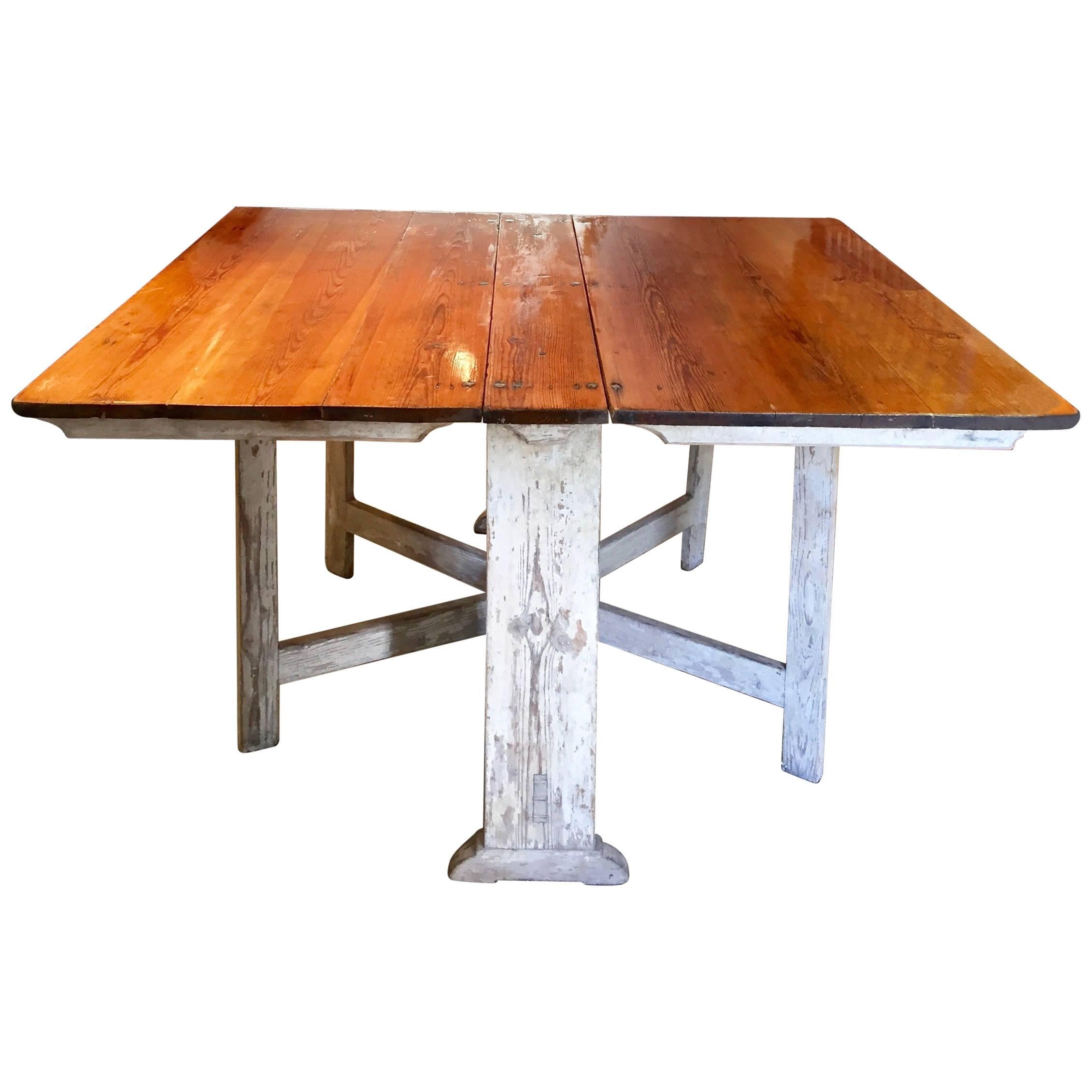 Swedish 18th Century Gustavian Slag Board Table with Original Paint to Base For Sale
