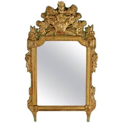 Provence Late 18th Century Giltwood Provencal Front Top Mirror, circa 1780-1790