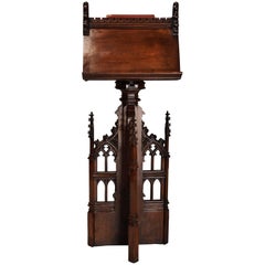 Late 19th Century Oak Gothic Revival Revolving Lectern