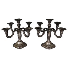 2 High-Quality Silver Candlesticks 5-armed 830 Germany