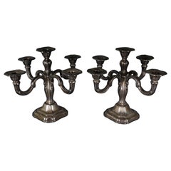 2 candelabri d'argento di alta qualità con braccio 5 e 830, Germania 