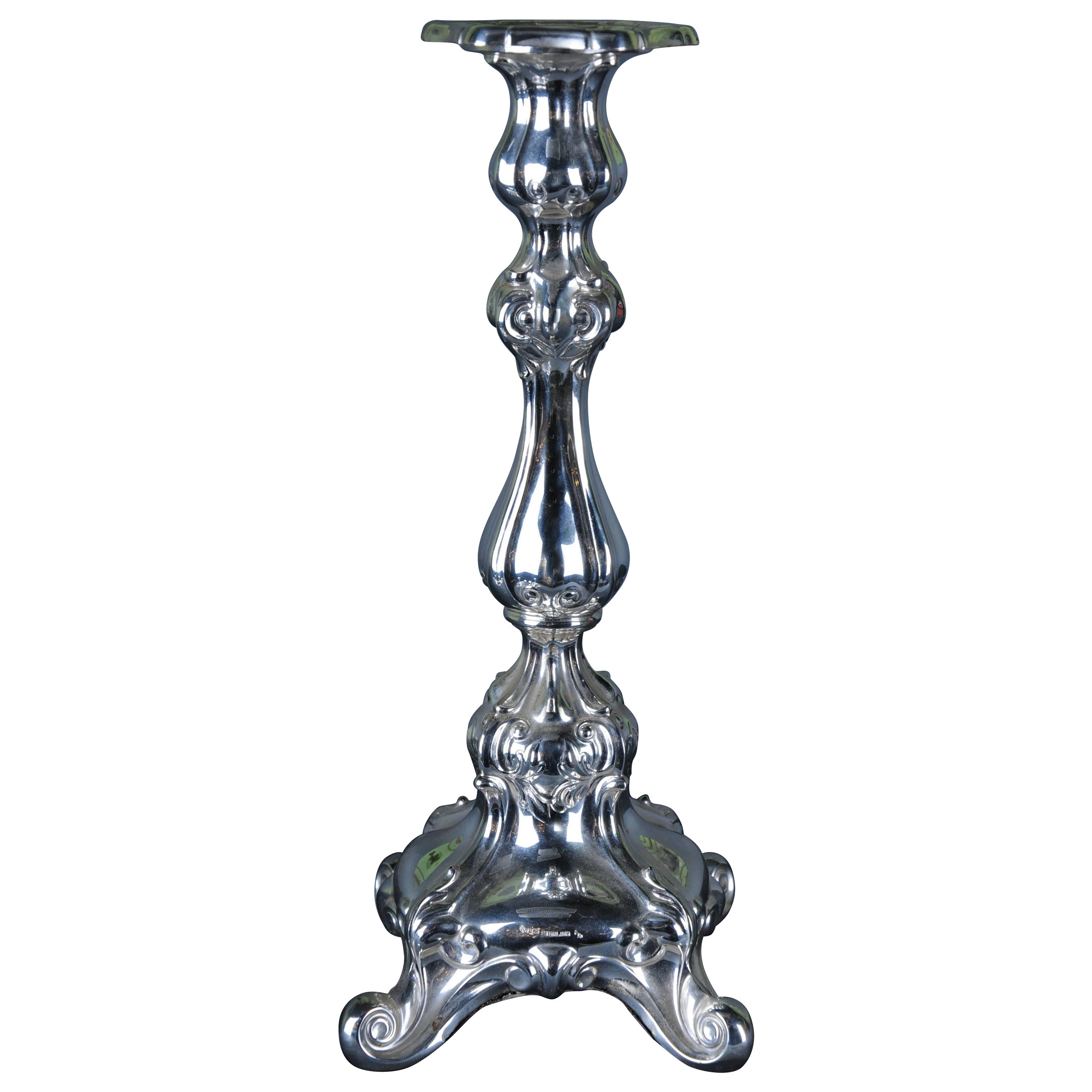 Big Silver Candlestick Baroque 925 Sterling Germany For Sale