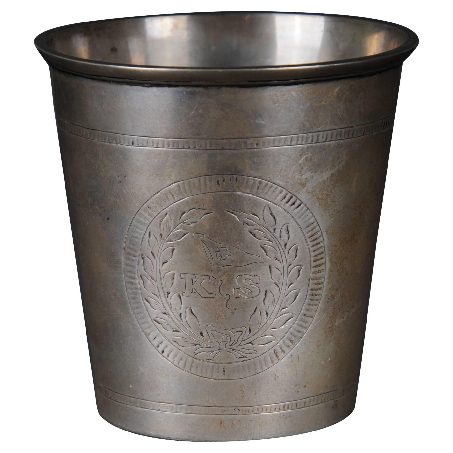 Exclusive 830 Silver Cup Denmark Holger Kyster wreath engraving For Sale