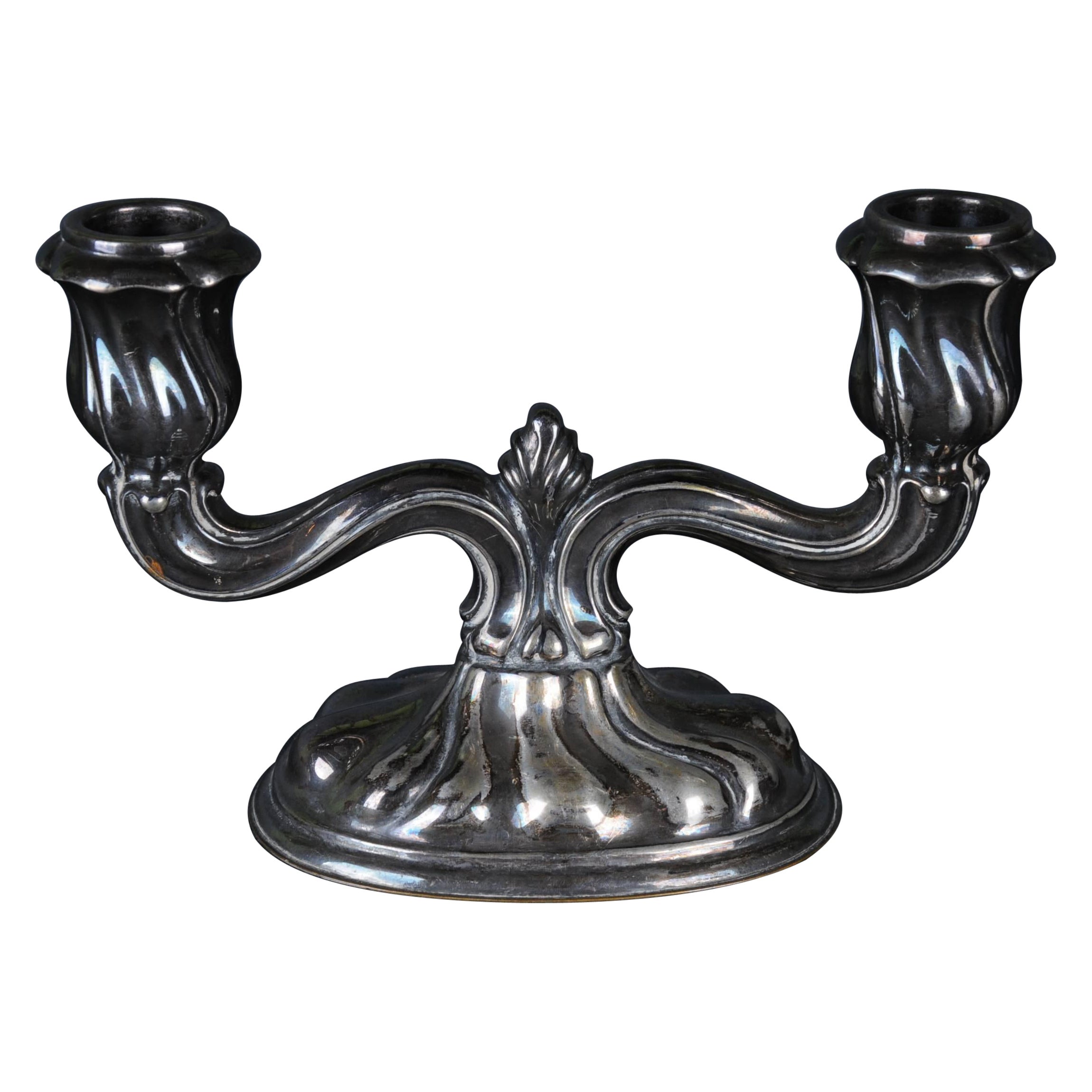  Antique 2-armed Silver Candlestick 835 Germany Heidelberg For Sale