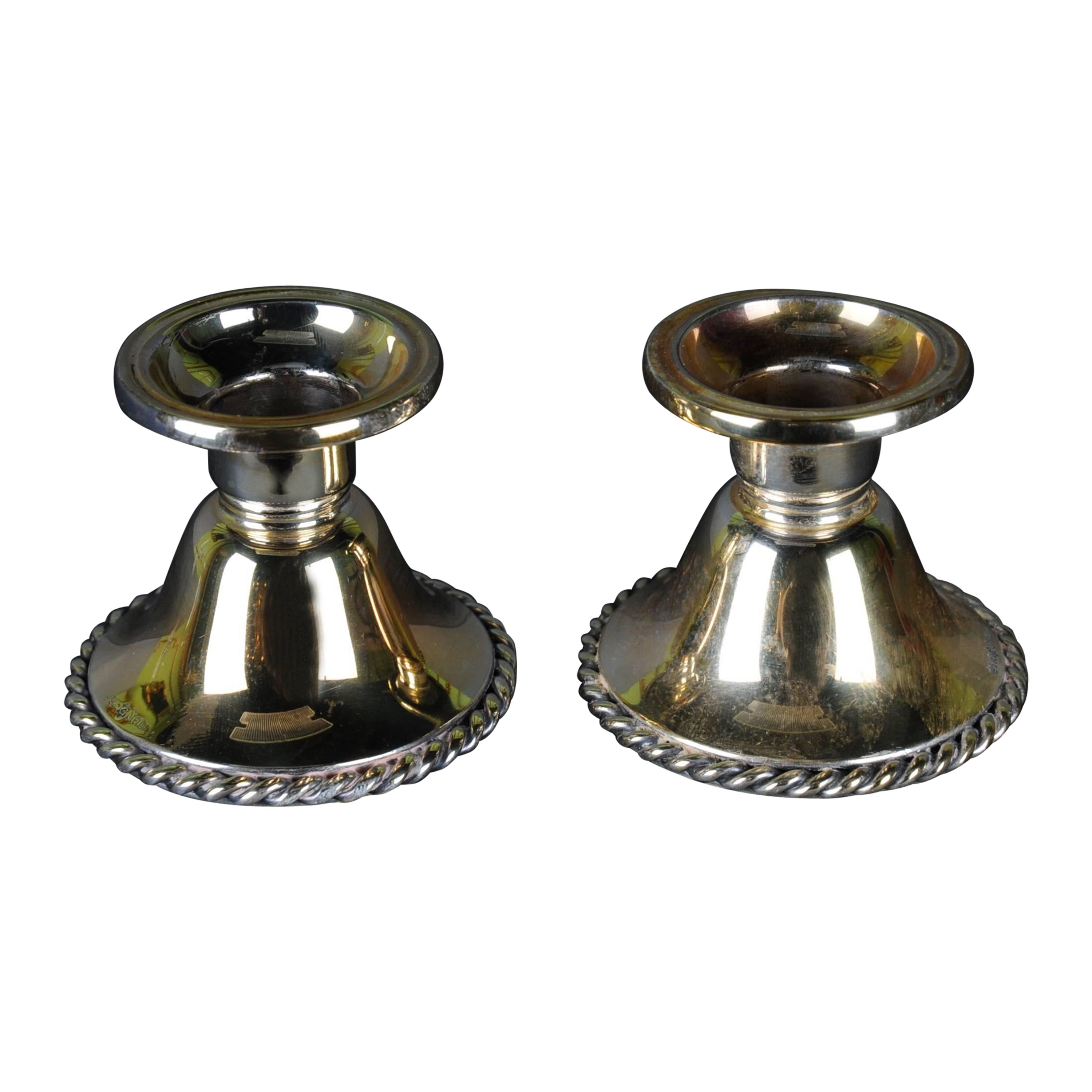 2 classic Silver Candlestick 925 Sterling Germany gilded For Sale
