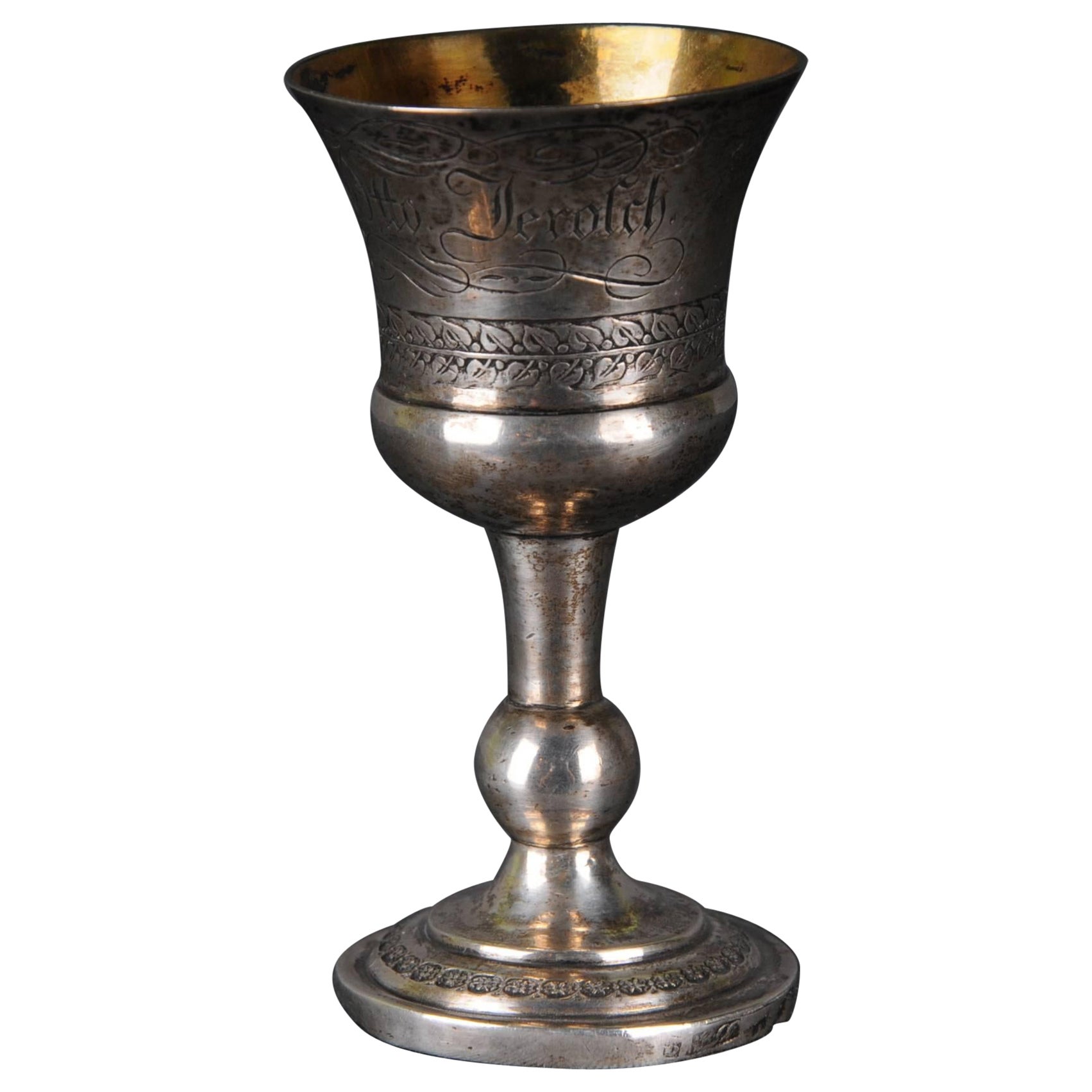 Antique Silver Chalice Cup Miniature, gilded, Germany probably Munich, 1838 For Sale