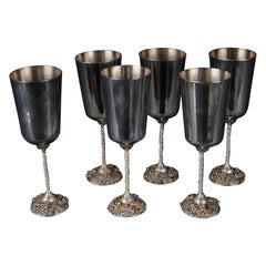 6 Coupes de calice espagnoles en argent de haute qualité Miniatures en plastique (raisins et feuilles)