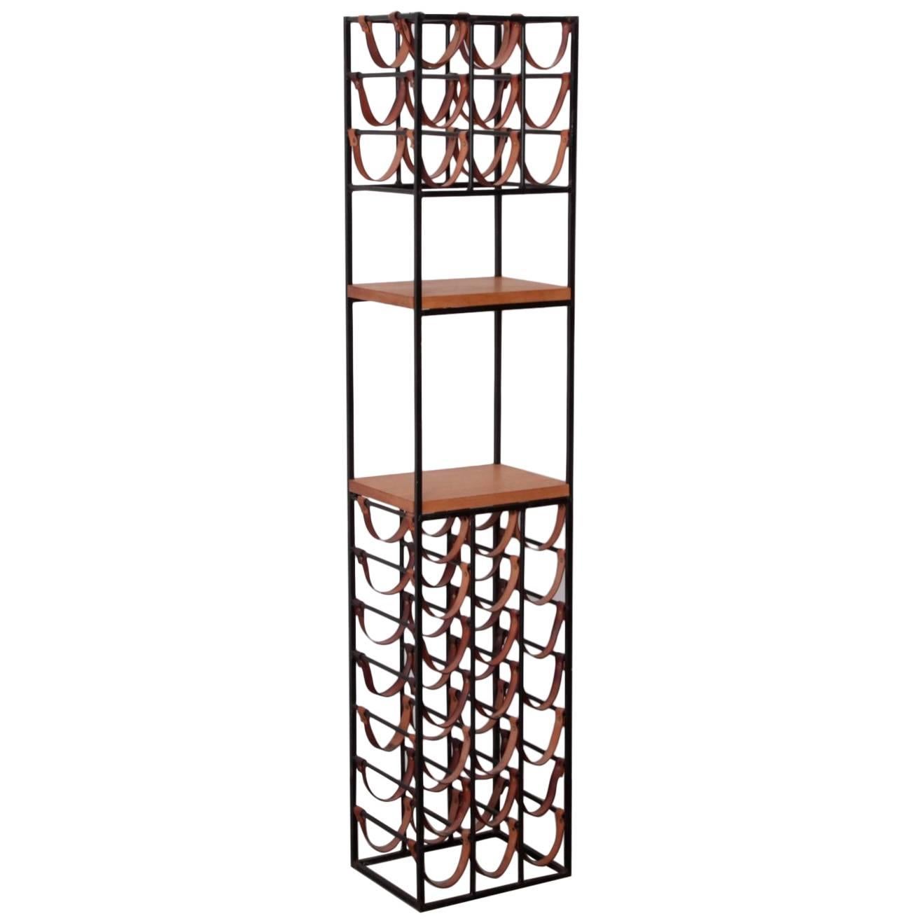 Wrought Iron and Butcher Block Wine Rack by Arthur Umanoff, US 1950s