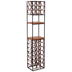 Wrought Iron and Butcher Block Wine Rack by Arthur Umanoff, US 1950s