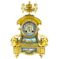 Fine French Japy Freres Gilt Ormolu Bronze and Sèvres Porcelain Mantle Clock