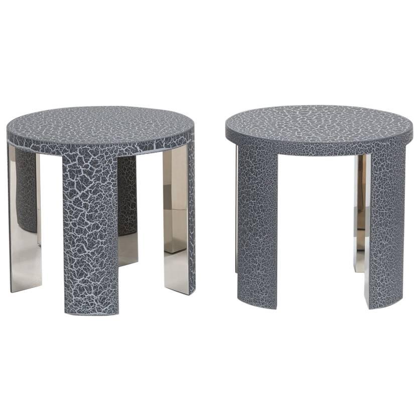 The Circular Crackle Side Tables by Talisman Bespoke  For Sale