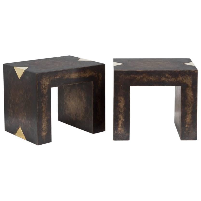 Rectangular Bronze Collection Brass Side Tables by Talisman Bespoke For Sale