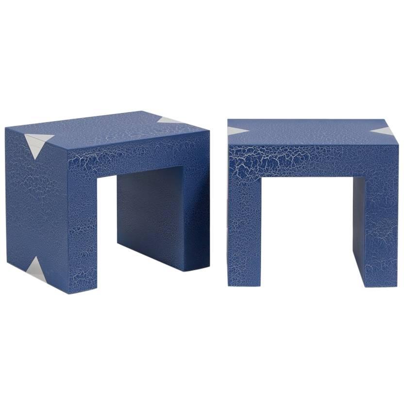 The Rectangular Crackle Side Tables by Talisman Bespoke  For Sale
