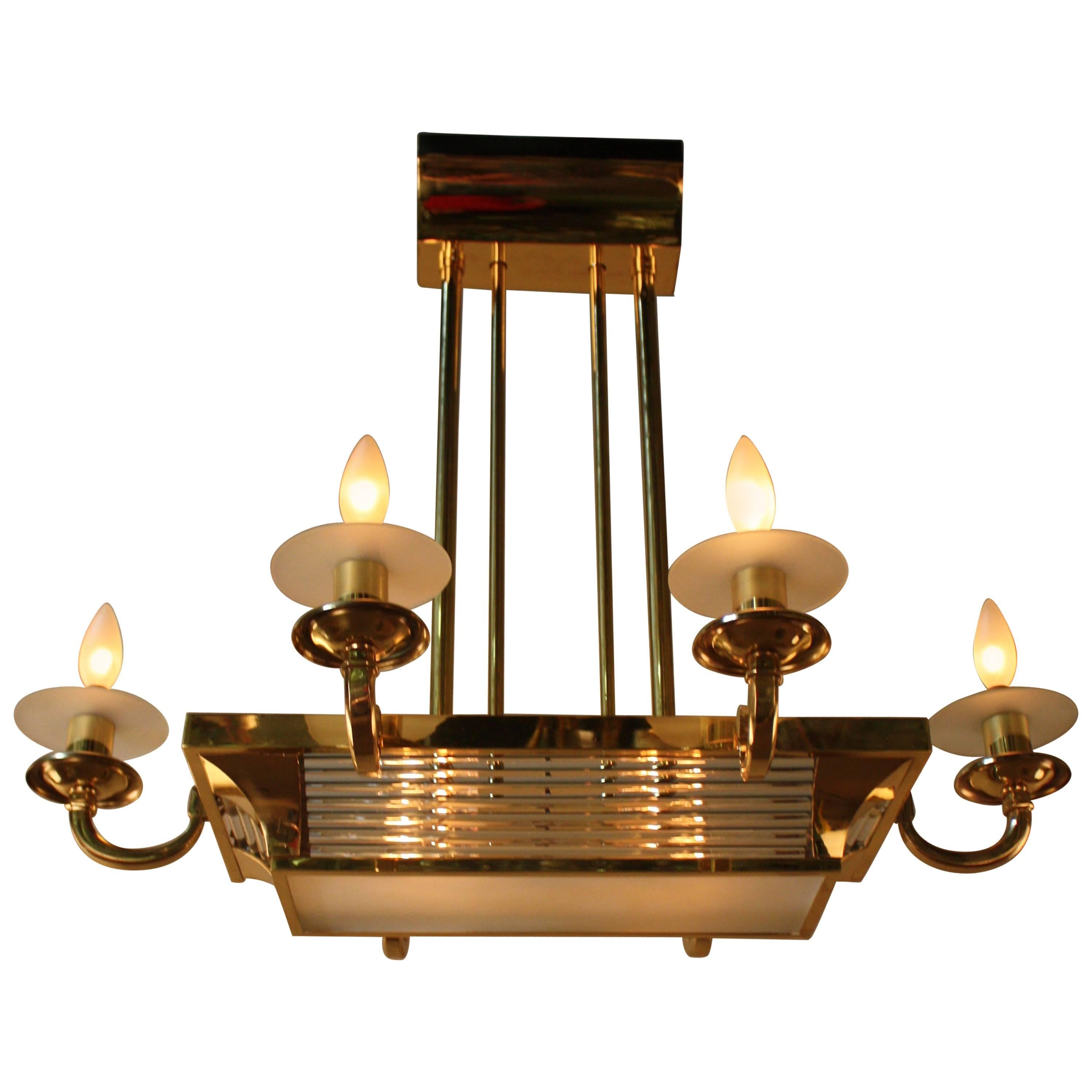 French Art Deco Chandelier by Petitot