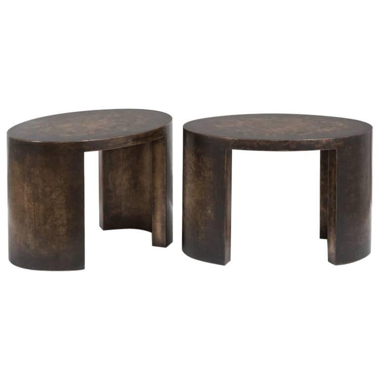 The Oval Bronze Collection Side Tables by Talisman Bespoke For Sale at
