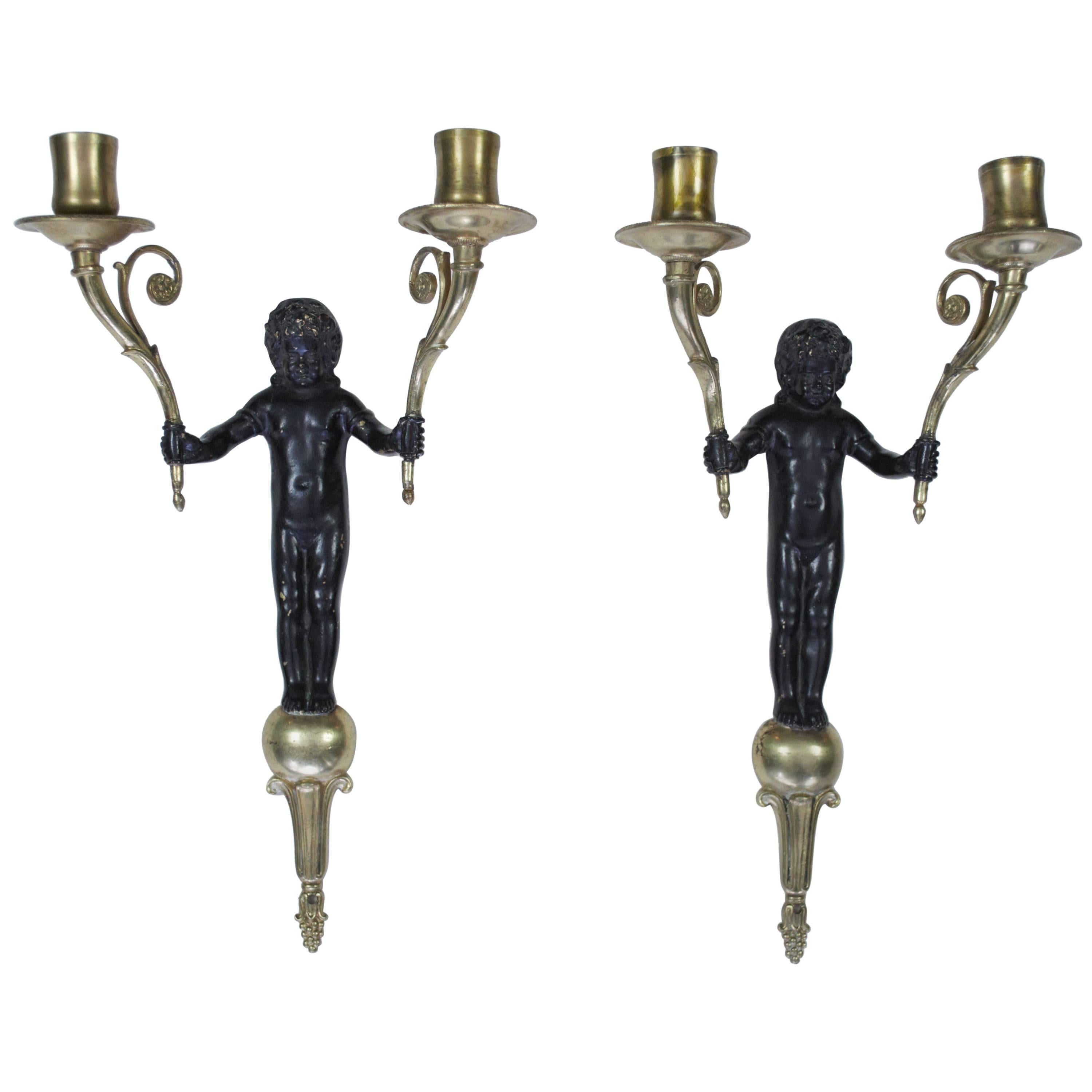 Pair of Gilt Wall Lights For Sale