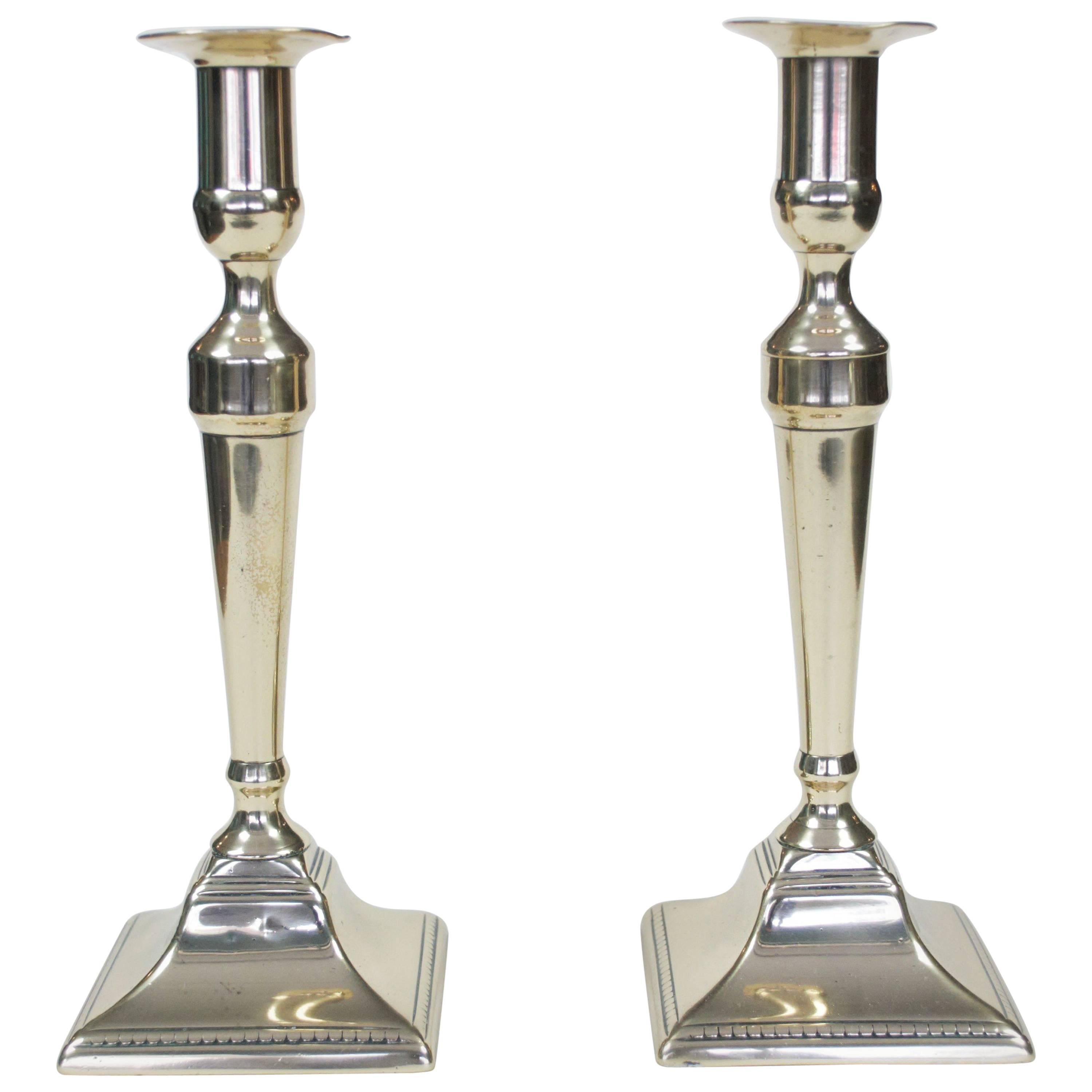 Pair of Georgian Brass Candlesticks For Sale