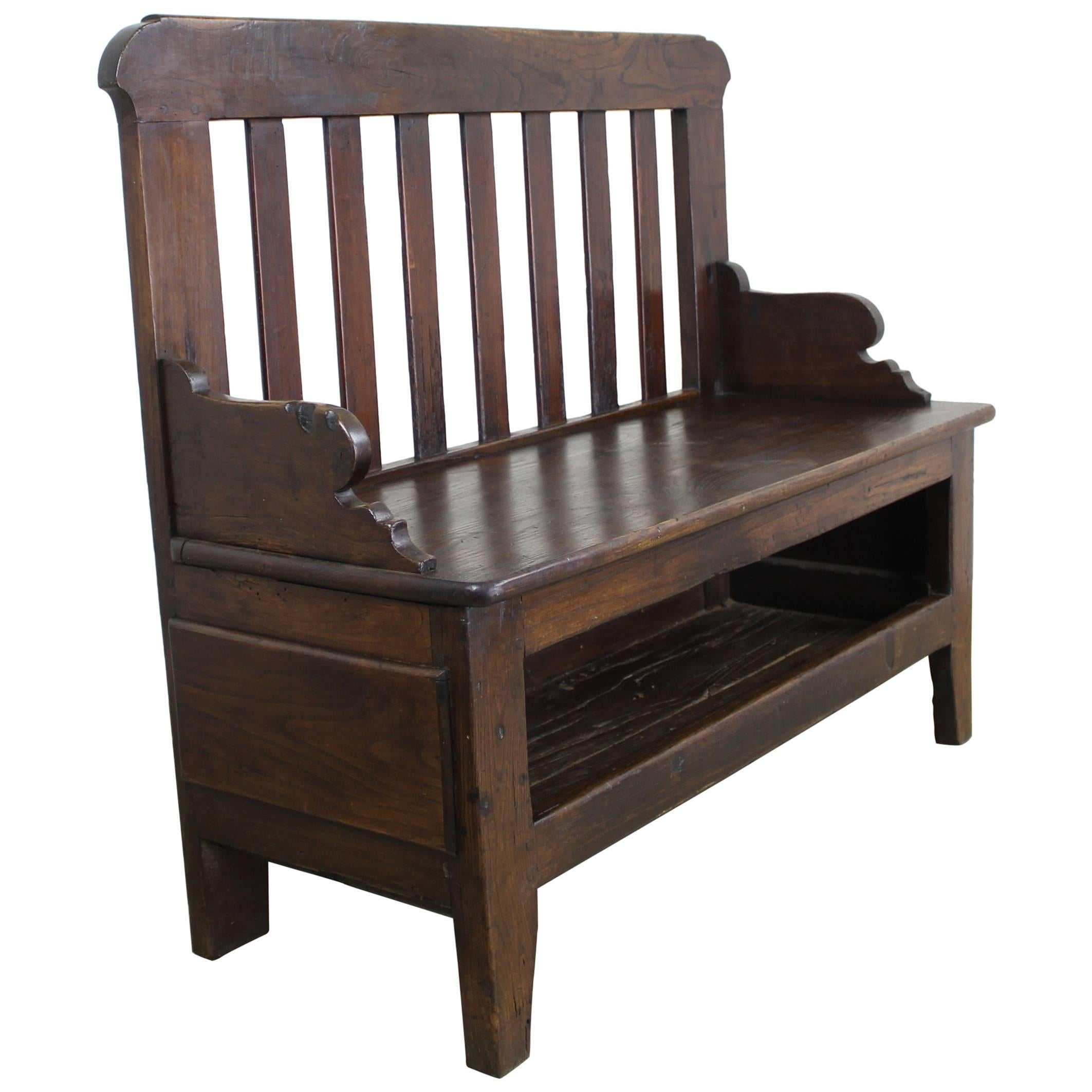 Antique French Chestnut Seat with Open Front