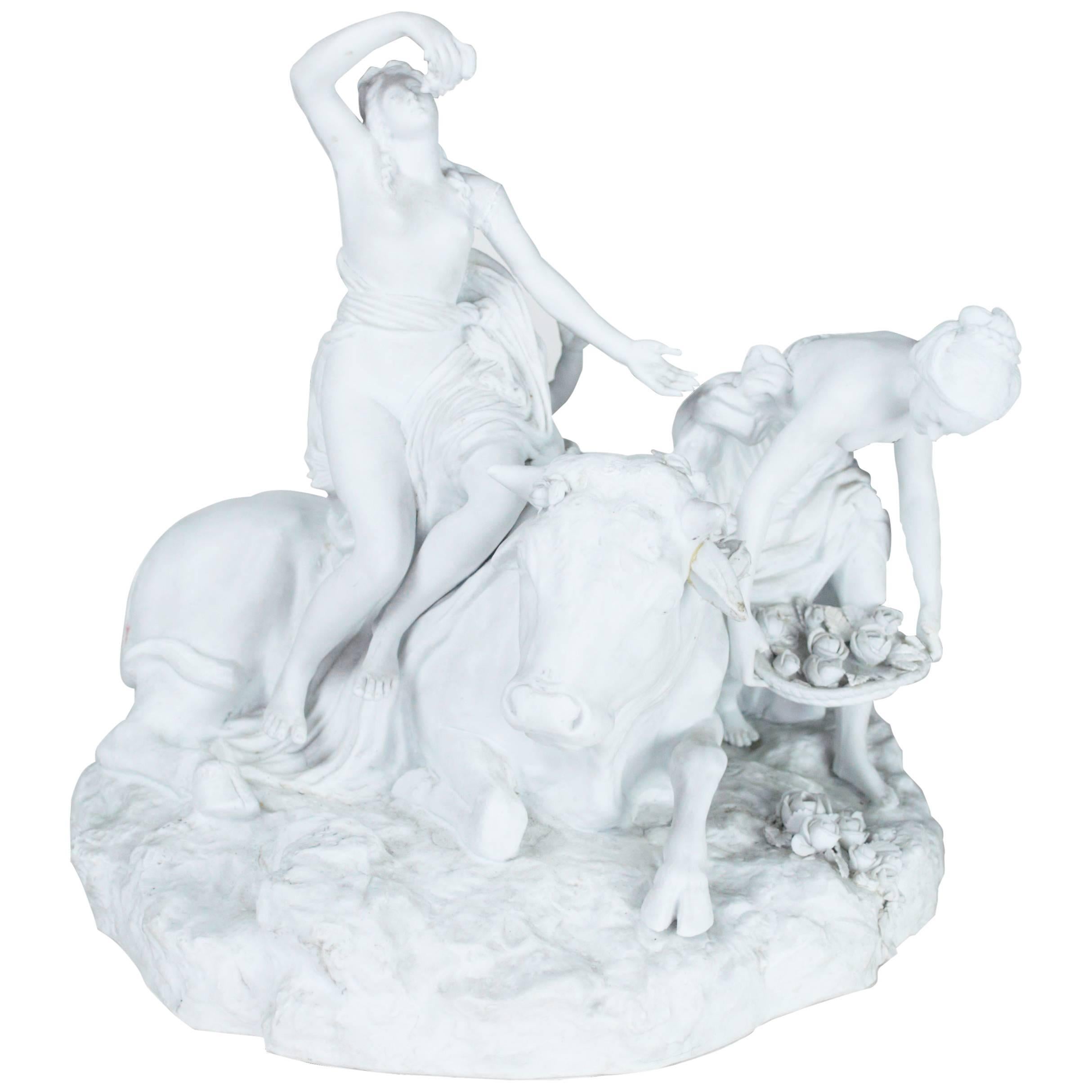Large Parianware Group "Abduction of Europa by Zeus as a Bull" For Sale
