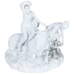 Used Large Parianware Group "Abduction of Europa by Zeus as a Bull"
