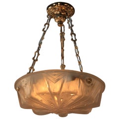 French Art Deco Pendat Light by Muller Freres