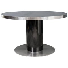 1960s Willy Rizzo Laminate and Steel Pedestal Dining Table 5