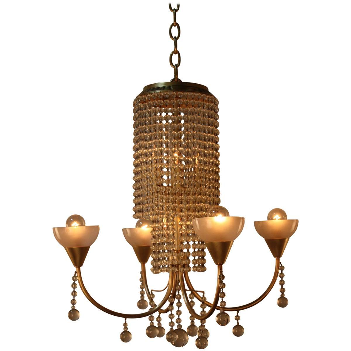 Art Deco Beaded Glass Chandelier 