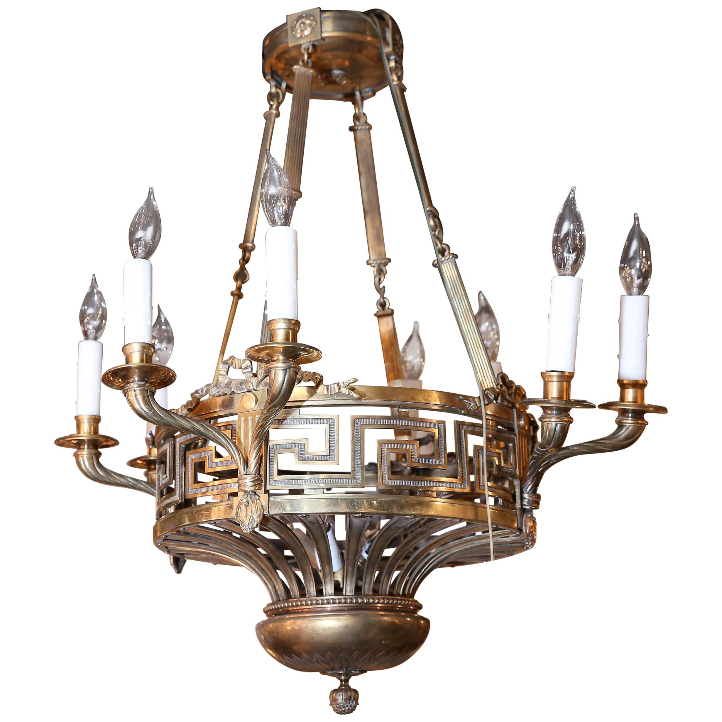 Antique Brass Empire Style Chandelier, 12 Lights