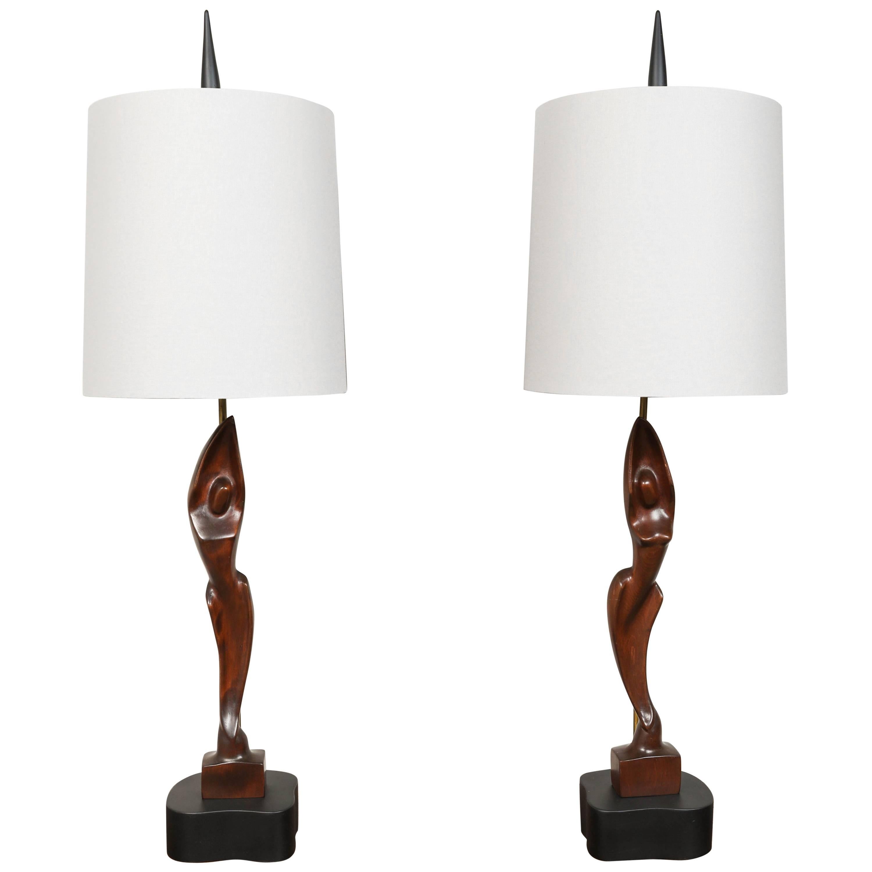 Pair of Mid-Century Heifitz Lamps For Sale