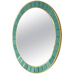 Round Mirror by Cristal Art, Italy, circa 1960 Mirrored Glass with Brass Trim En 9