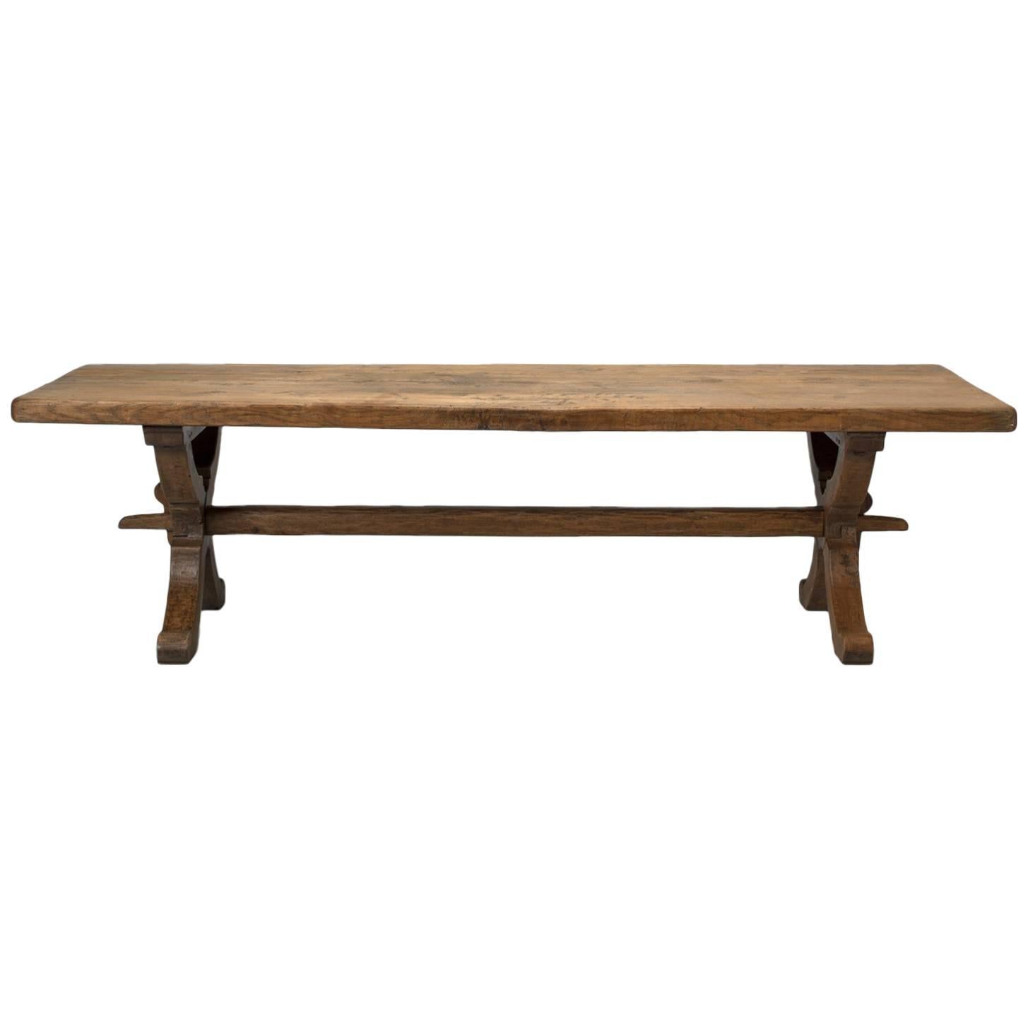 Antique French White Oak Trestle Dining Table