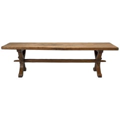 Antique French White Oak Trestle Dining Table