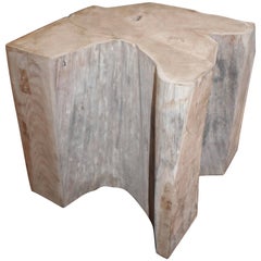 Teak Block Form End Table