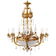 Palatial Late 19th Century Gilt Bronze and Cut Crystal Chandelier by Mottheau