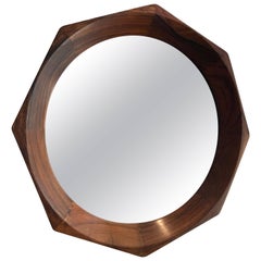 Danish Rosewood Octagon Wall Mirror, 1960s Danish Rosewood Octagon Wall Mirror, 1960s